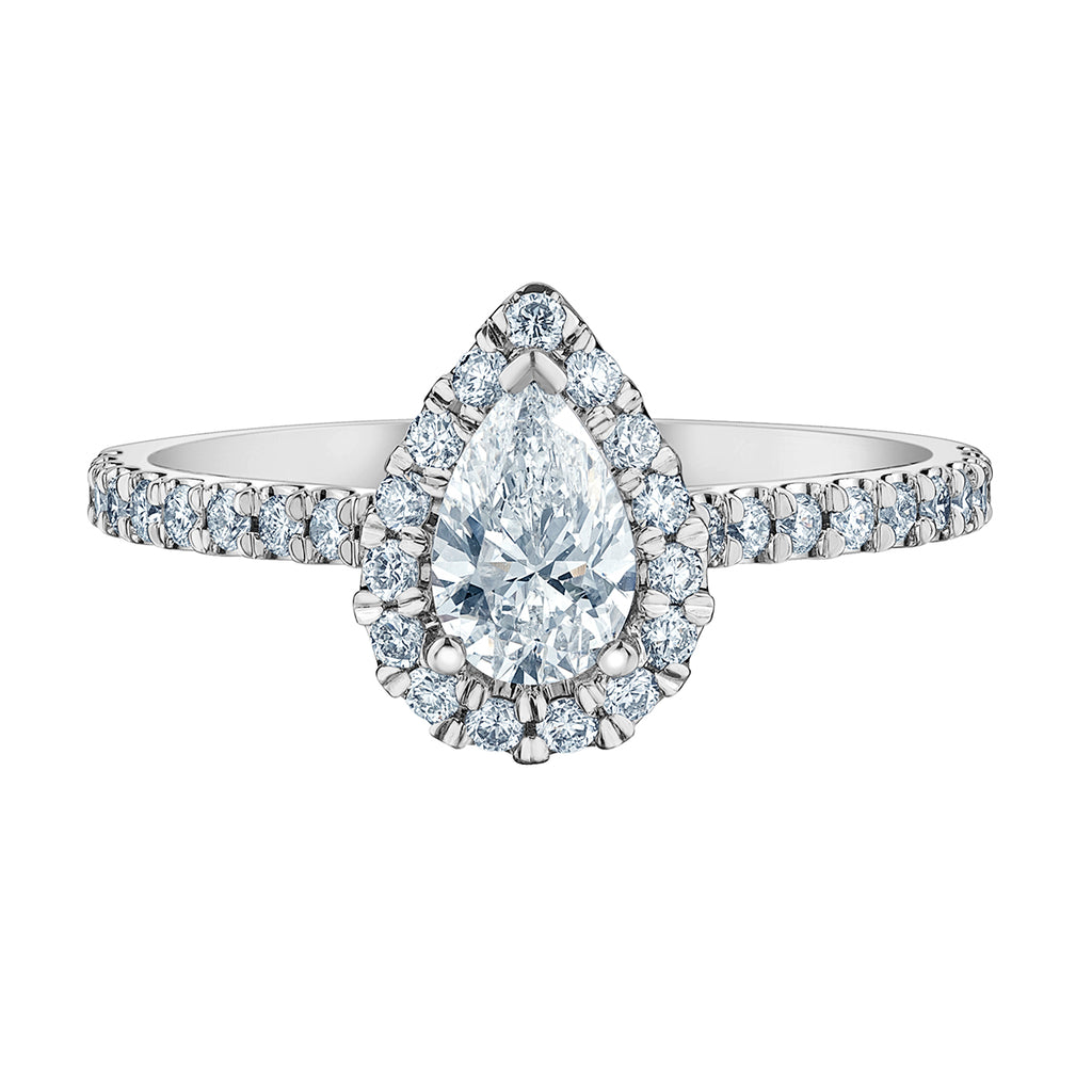 The Quintessential Halo Engagement Ring- in Pear-Cut - Diamond Evolution- Lab Grown Diamond Jewellery