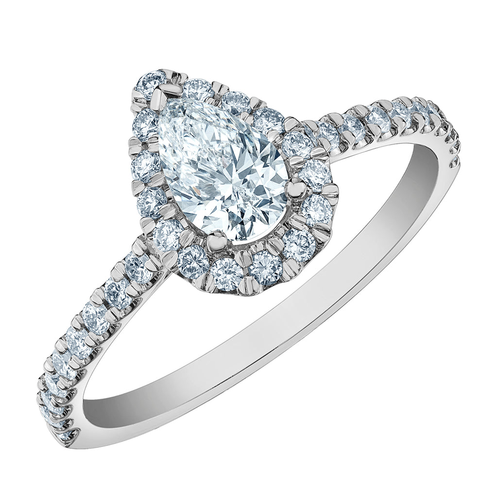 The Quintessential Halo Engagement Ring- in Pear-Cut - Diamond Evolution- Lab Grown Diamond Jewellery