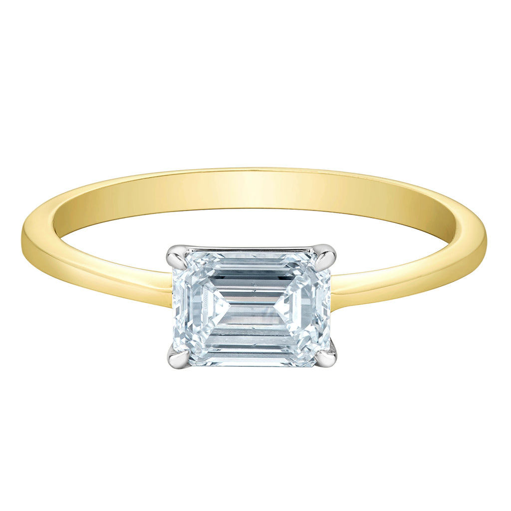 East-West Emerald-Cut Engagement Ring - Diamond Evolution- Lab Grown Diamond Jewellery
