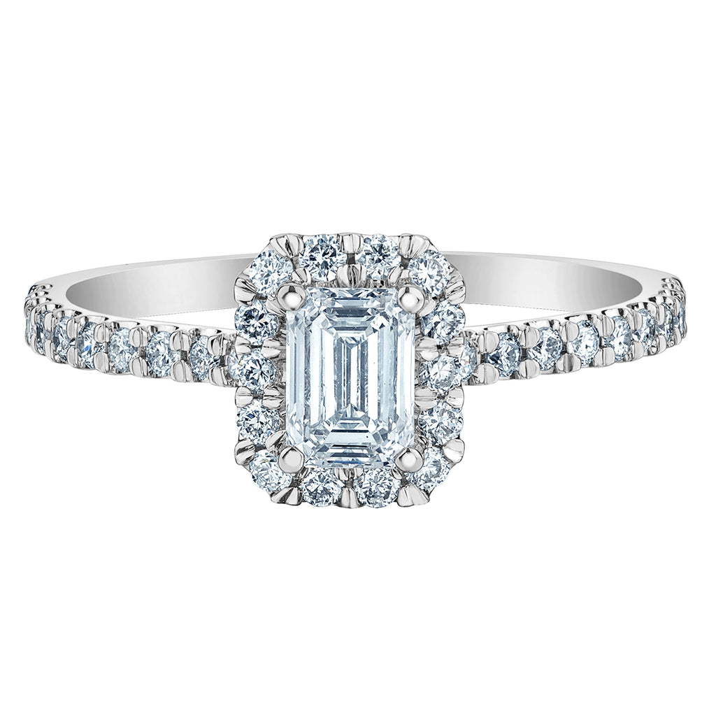 The Quintessential Halo Engagement Ring- in Emerald - Diamond Evolution- Lab Grown Diamond Jewellery