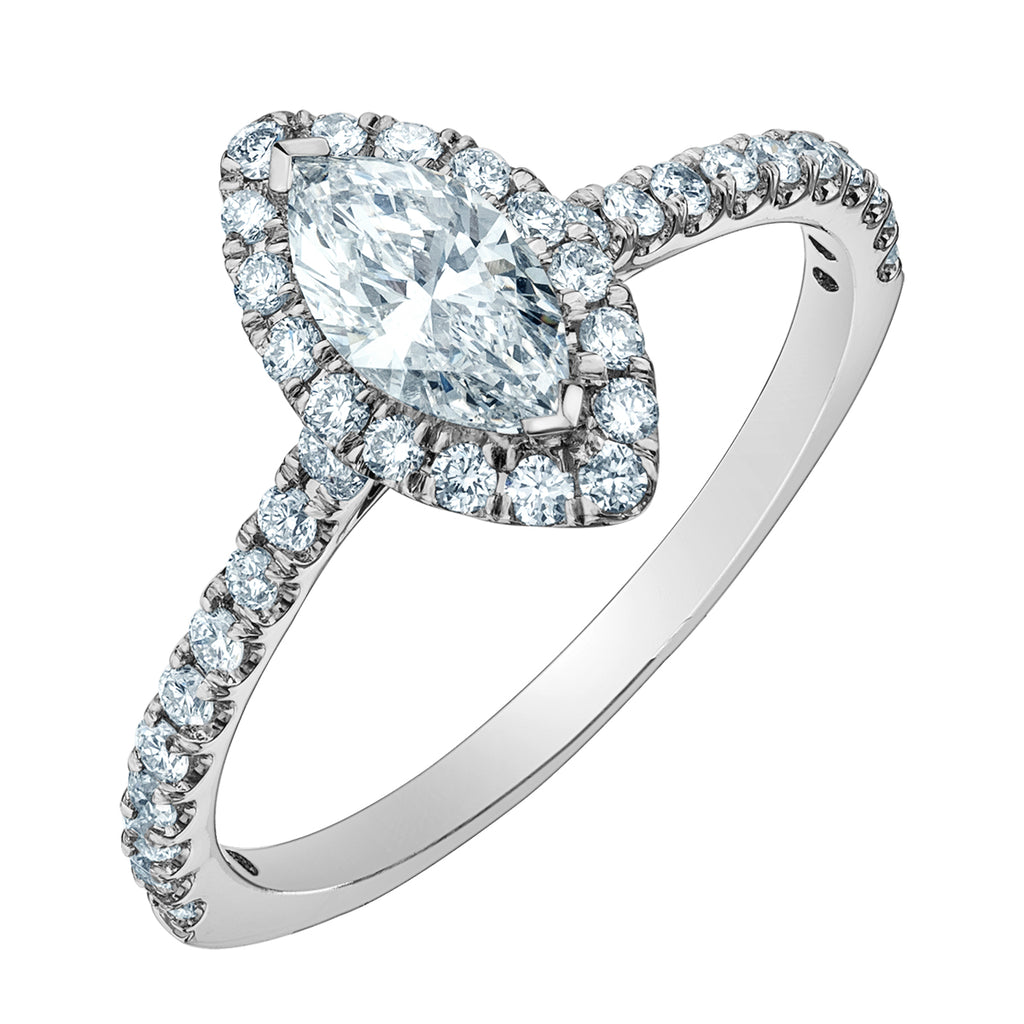 The Quintessential Halo Engagement Ring- in Marquise - Diamond Evolution- Lab Grown Diamond Jewellery